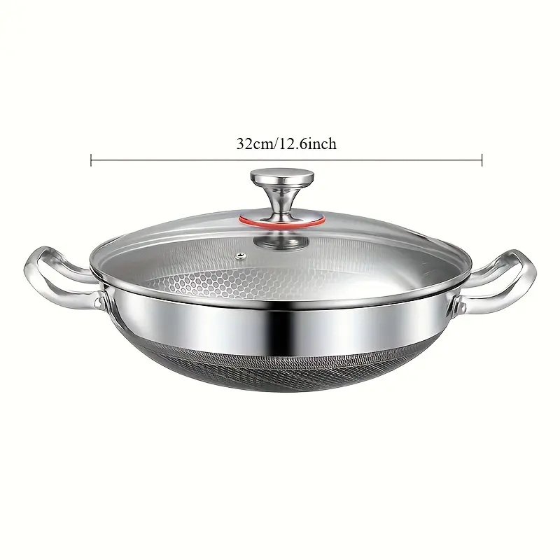 LAISONWARE ステンレススチール中華鍋 — 12.6インチ、ノンスティック