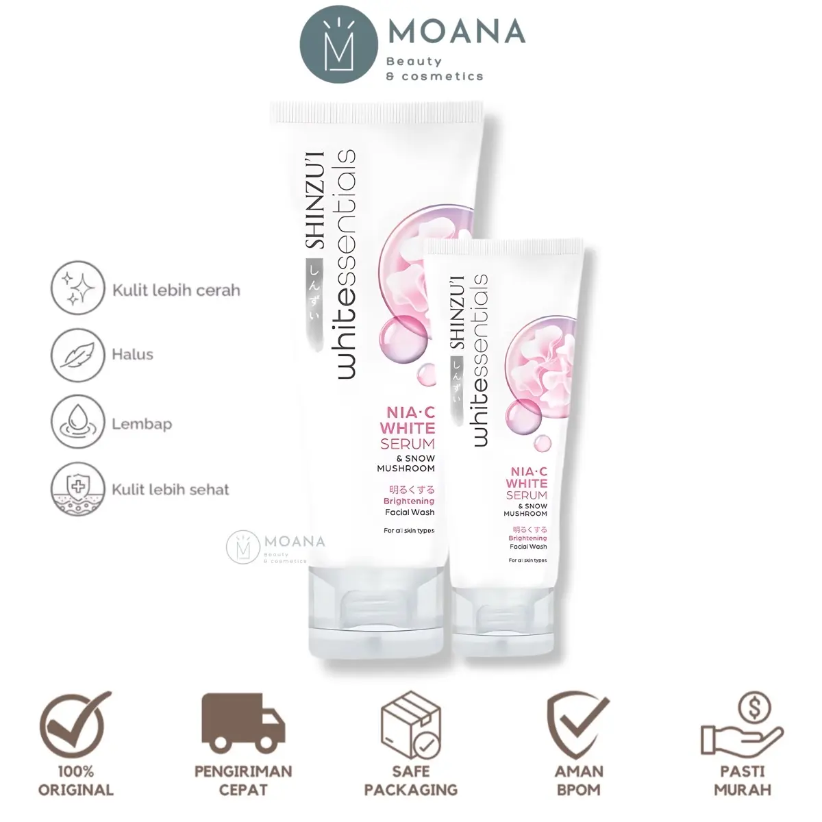 Shinzui WHITEssentials Double Brightening Facial Wash Snow Mushroom | Sabun Cuci Pembersih Muka Mencerahkan Glowing