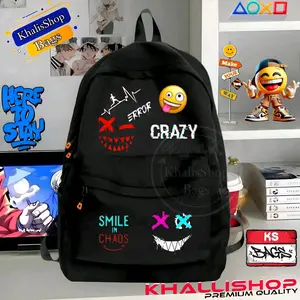 KhalisShop-Tas Ransel distro Backpack fashion Laptop Pria/Wanita Sekolah SD/SMP/SMA dan fungsional Cowok Cewek sekolah Hitam kece Unisex Gendong Vintage skena