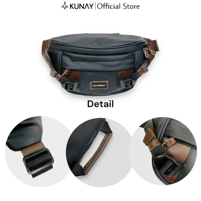 Kunay - ORIGINAL PREMIUM ORCA Waistbag Selempang Pria Waterproof Tas Pinggang Hitam Kombinasi Multifungsi Cowok Kado pasangan Slingbag 4