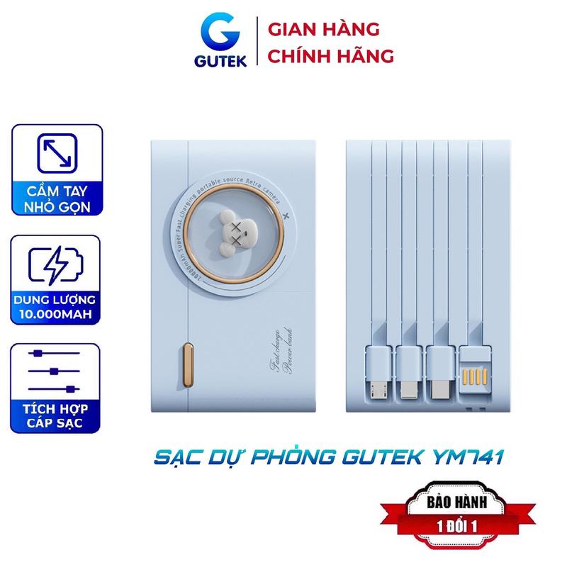 Pin Sạc dự phòng 20000mah - 10000mah sạc nhanh nhỏ gọn kèm dây sạc cho nhiều điện thoại – Gutek YM741
