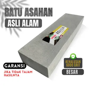 ASAKUR Batu Asahan Asli Alam 6000 Grit - Pengasah Pisau & Benda Tajam - Satuan - 20 X 7 X 3 CM - Kualitas Tinggi & Garansi