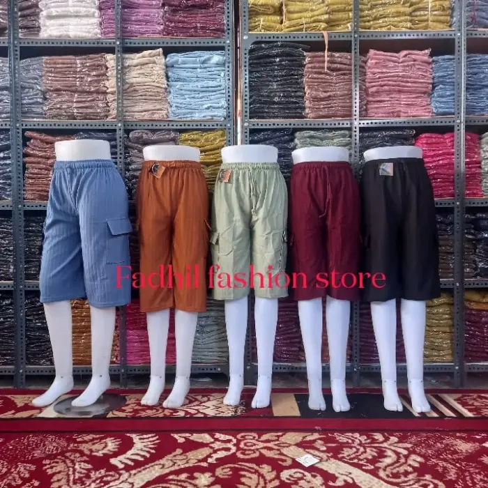 Termurah CELANA BAWAH LUTUT WANITA BAHAN KNIT SAKU KARGO CLANA PENDEK HARIAN CEWE CEWEK BB 45 50 60 70 KG