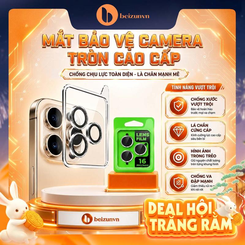 Ống Kính Bảo Vệ Camera Dành Cho iPhone 11 - iPhone 18 Promax | Hợp Kim Nhôm Phủ Kín Vòng Mắt Camera | Siêu Mỏng, Chống Sốc, Chống Va Đập, Chống Loá | Dễ Tháp Lắp