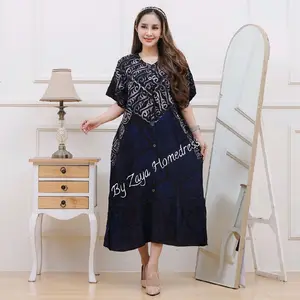 Daster Cap Andin ld 115cm Murah Malaman Daster Chibi Arab Cap Colet Daster Lengan Pendek Daster Rayon Busui Friendly Kancing Resleting Premium Adem Jumbo cantik