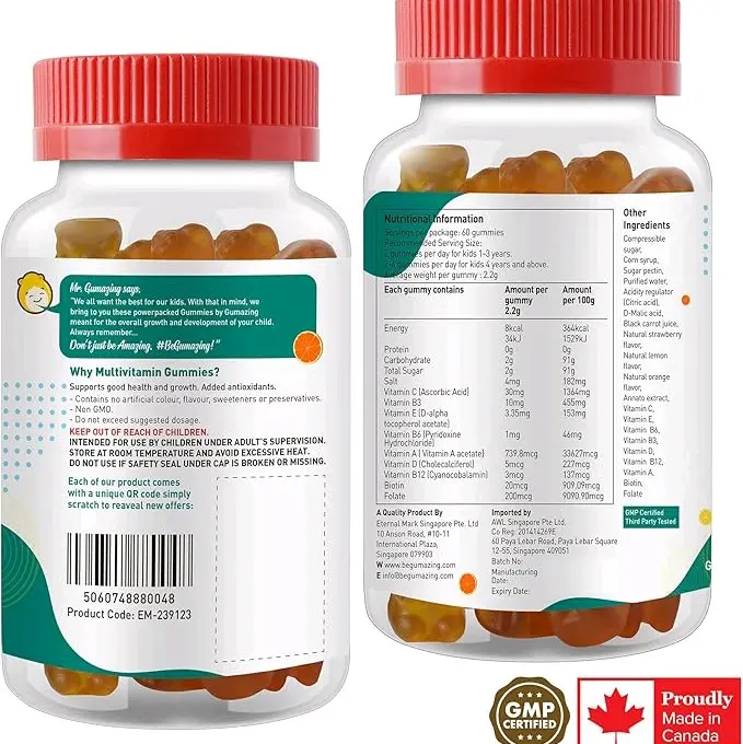 Kids Daily Multivitamin Gummy: Vitamins A, C, D, E, Bs, Zinc for Immune Support, 60 Gummies (30 Day Supply)