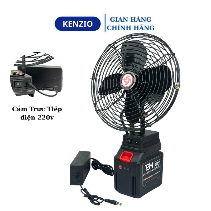  Quạt 8inch Dùng Pin Hoặc Điện Quạt Tích Điện 2 Tốc Độ Chân Pin Phổ Thông Nhỏ Gọn Rất Mát Màu Đen 14,4V-21V 22W Chất Liệu Thép Sơn Tĩnh Điện Đế Pin Nhựa ABS 