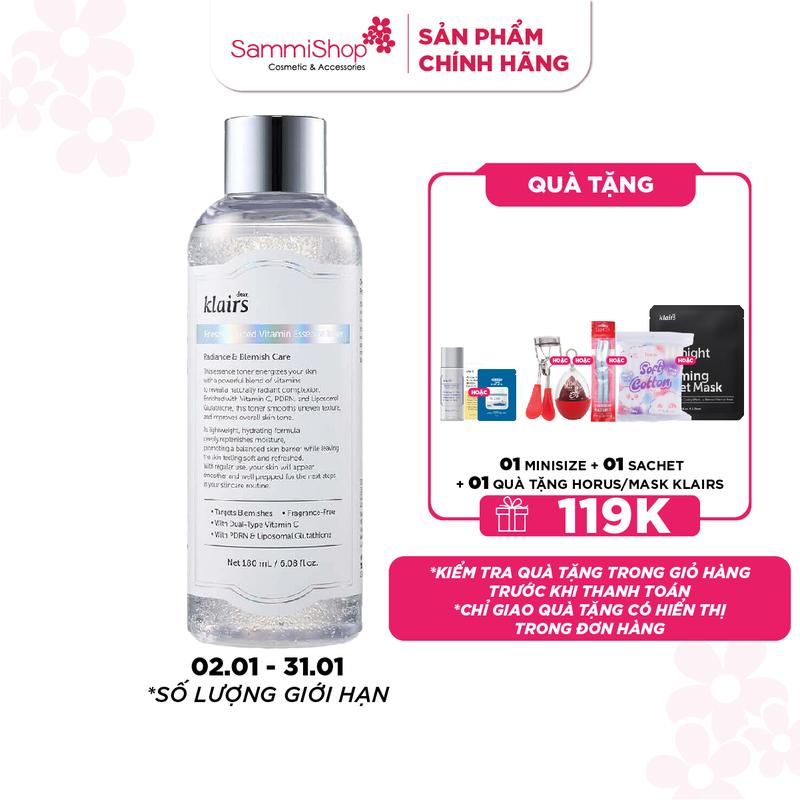  Dear Klairs Nước hoa hồng Freshly Juiced Vitamin Essence Toner 180ml 