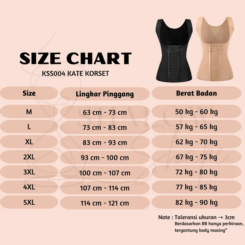 SHALOW M-5XL Kate Atasan Korset Pelangsing Perut Buncit Korset Melahirkan Korset Seamless Korset Slimming Suit Korset Penopang Tubuh Korset Longtorso 6 Pengait 4 Tulang Stagen 8