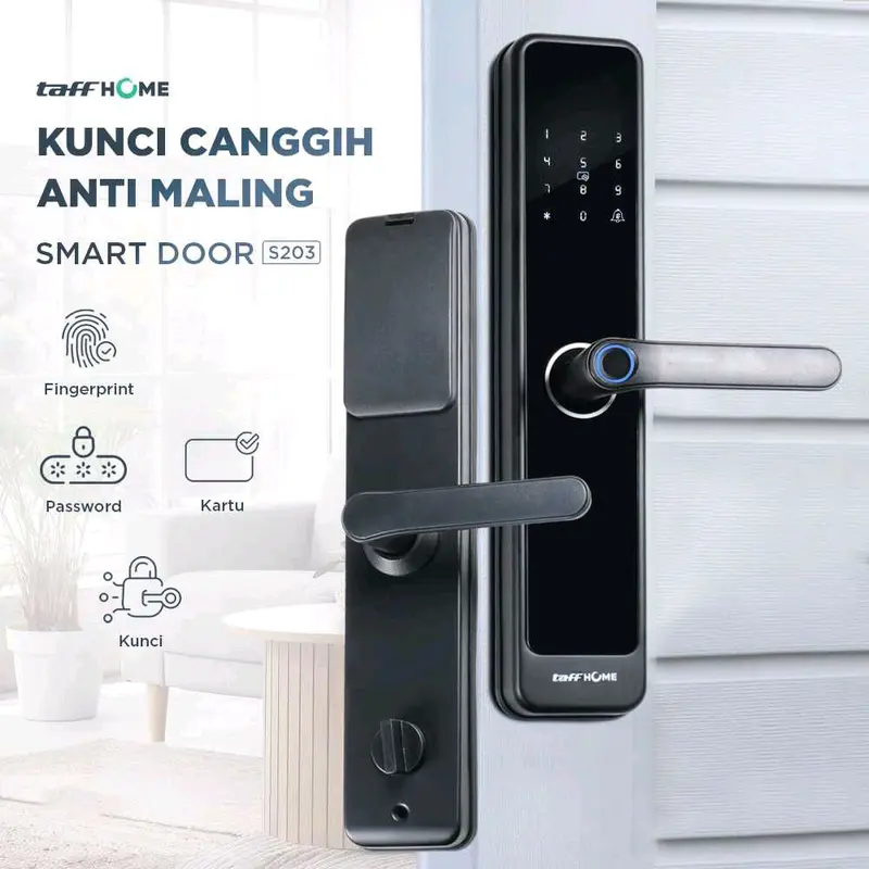 TaffHOME Smart Door Lock Fingerprint Password Card Alarm - S203 0