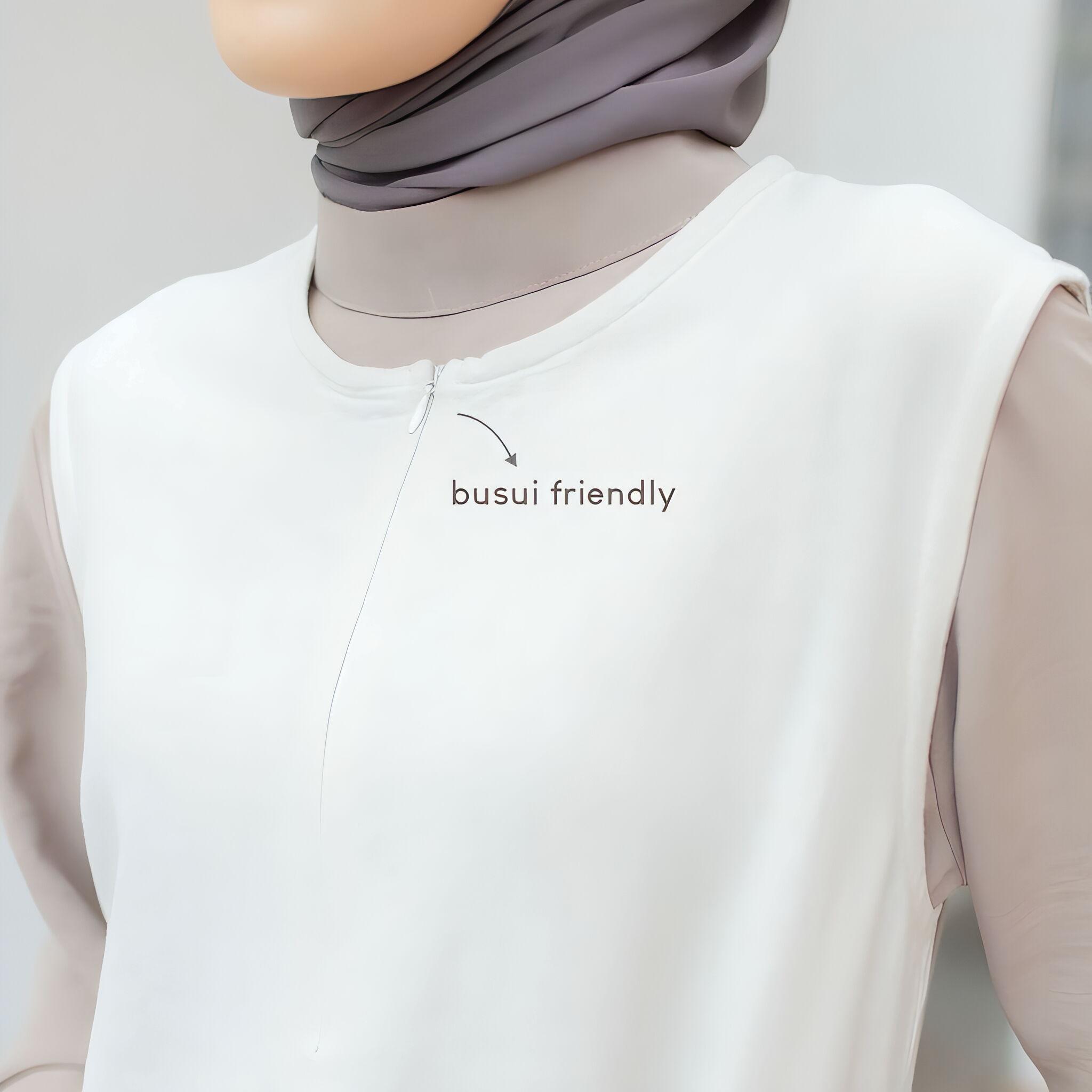 Iner Dress Panjang Simpel Singlet Rayon Twill / Gamis Santai Tanpa Lengan Resleting Depan