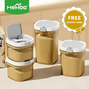 MeHaa Tempat Susu Bubuk Portable Food Grade BPA Free 800-1800ml Wadah Susu+ Sendok Takar Kedap Udara Hadiah Praktis untuk Ibu