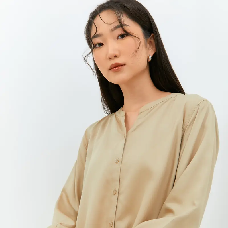 Geela Official - Zendaya Khaki Blouse (G.13106) - Blouse Wanita 1