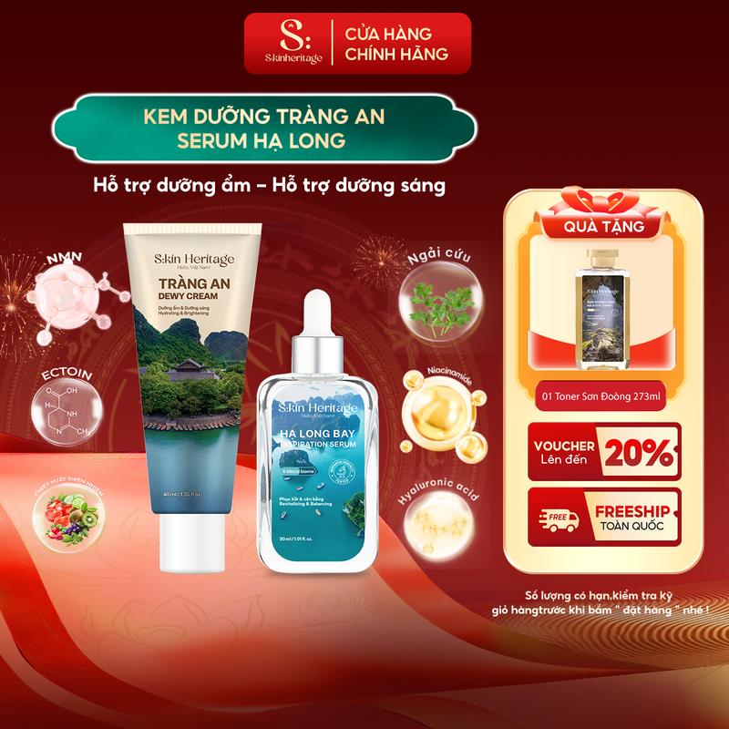 Bộ Đôi Cấp Ẩm Dưỡng Sáng Da Kem Dưỡng Tràng An & Serum Hạ Long Phù Hợp Cho Mọi Loại Da