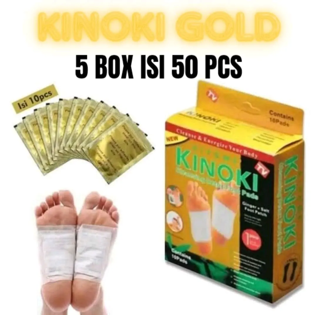 Kinoki Detox Kaki Gold Original - 5 Box Isi 50 Pcs - Foot, Hand Patch