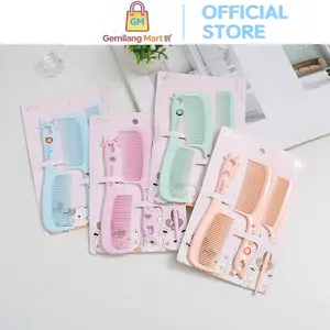 Gemilang Mart Sisir Karakter Anak Lucu H966 Set Isi 2 Pcs Combo Alat Rambut 2 in 1 untuk Perawatan Rambut Anak dengan Desain Karakter Imut