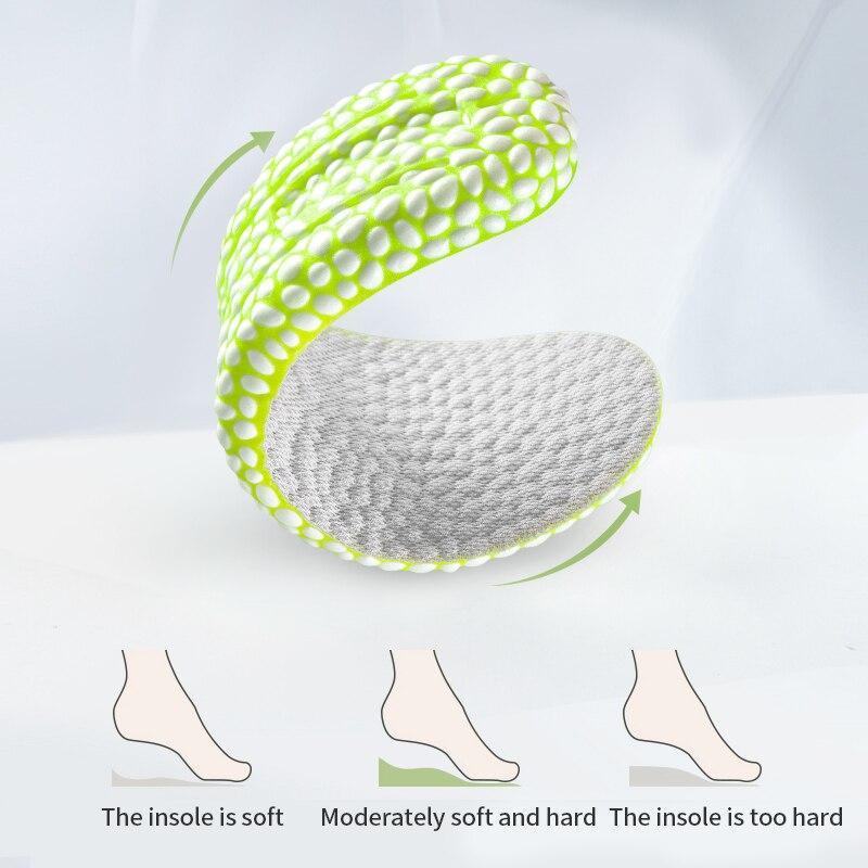 Product Introduction of 1Pair Height Increase Insoles Green PU Shoes Sole Soft Elasticity Pad Breathable Comfortable for Men Women Feet Care Insoles 6