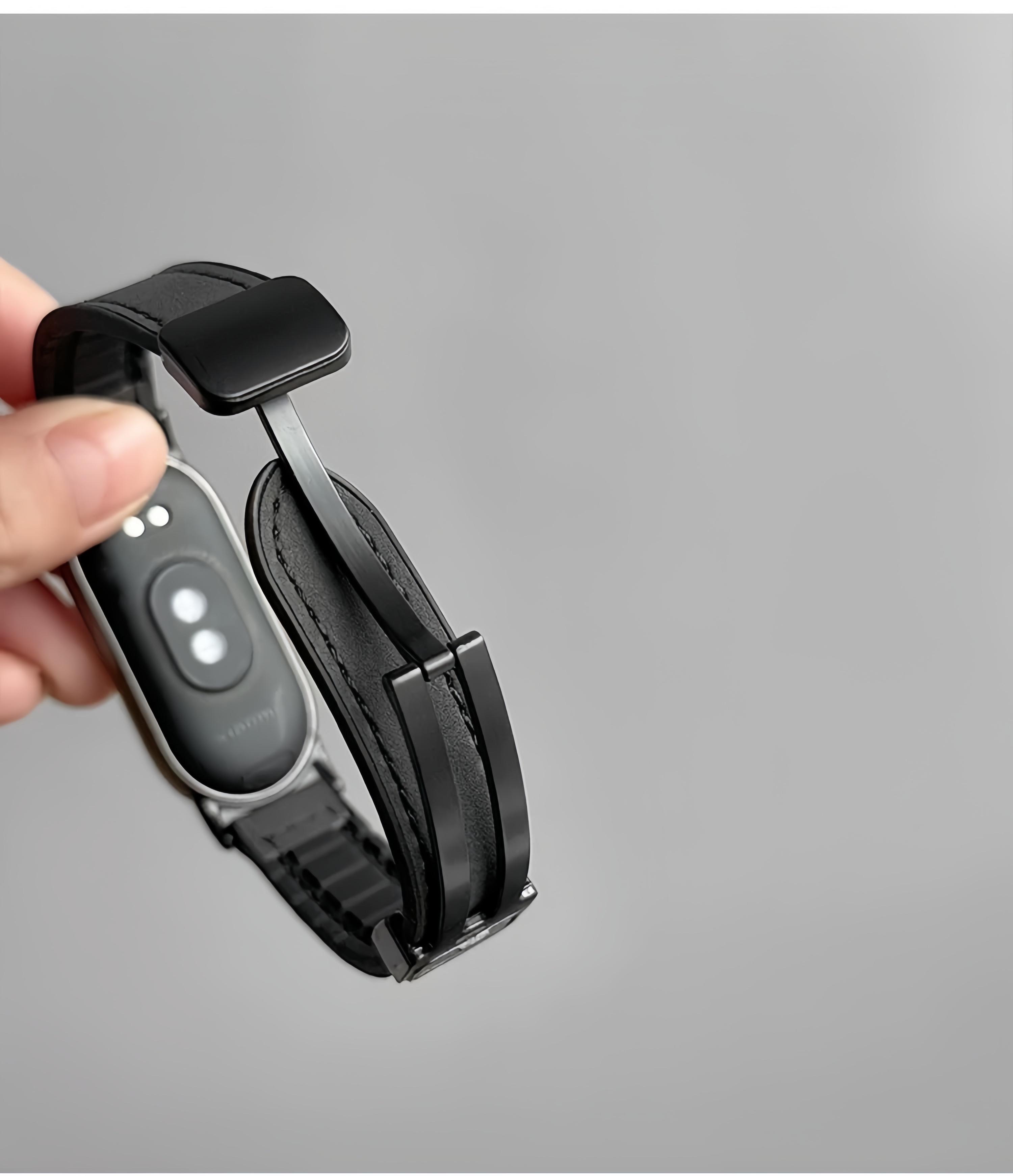 （Tidak termasuk jam）Strap untuk For Xiaomi Smart Band 8/9/10 for Miband 10/9/8 Tali Jam Tangan Kulit dengan Magnet, Anti Air, Fashionable, Berbagai Warna, Cocok untuk Olahraga dan Bisnis