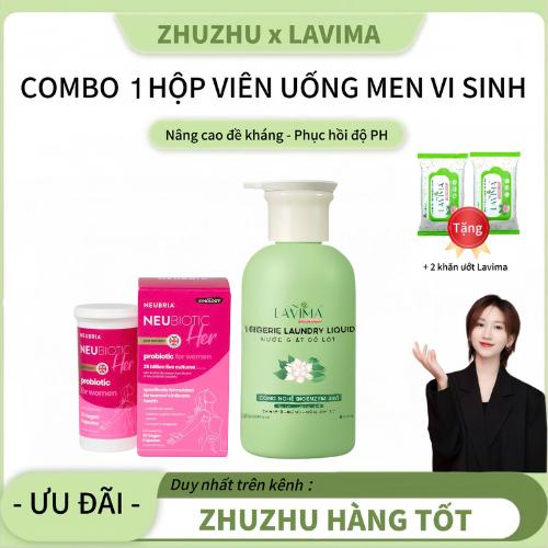 Độc Quyền Zhu Zhu Mua Combo 2 Men Vi Sinh Phụ Khoa Lavima Neubiotic Her Bổ Sung Lợi Khuẩn Vùng Kín Và Nước Giặt Đồ Lót Sinh Học Lavima Tặng 2 Khăn Ướt Vệ Sinh Lavima