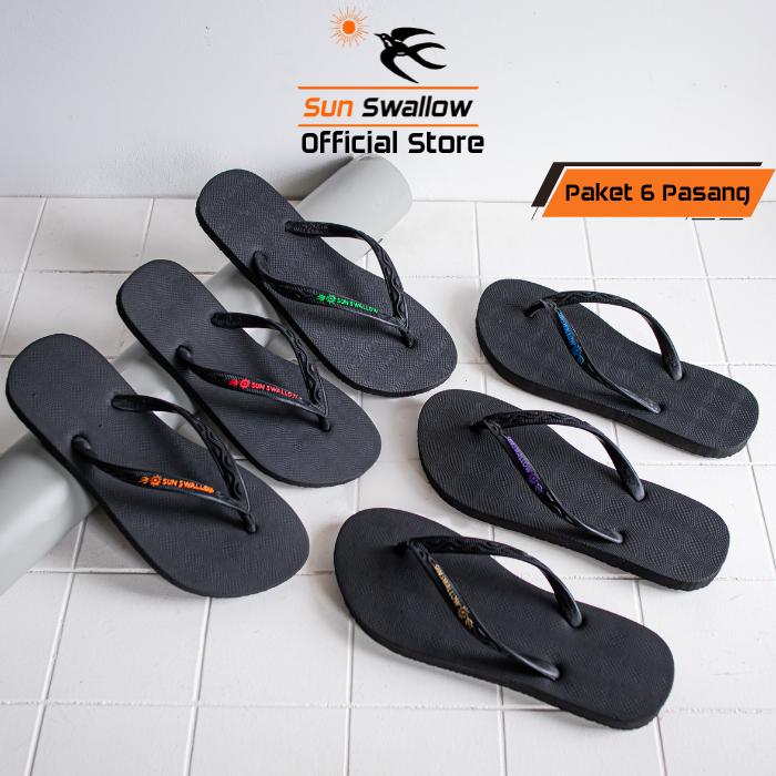 Gambar Paket 6 Pasang Sandal Jepit Karet Wanita Sendal Sun Swallow Black Ladies Hitam dari Sun Swallow Sandals Kota Administrasi Jakarta Utara Tokopedia