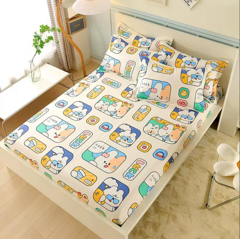 Product Introduction of 100% Cotton Bed Fitted Sheets With Elastic +2pc Pillowcases Adult Kids Girls Princess Twin Full King Queen Mattress Cover B84 18