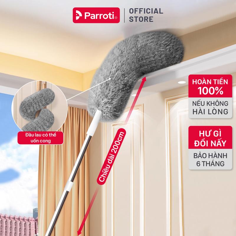 Chổi Phủi Bụi Trần Nhà, Cây Lau Trần Nhà Cán Nhôm Tăng Giảm Độ Dài, Có Thể Uốn Cong Parroti Sky - SK02