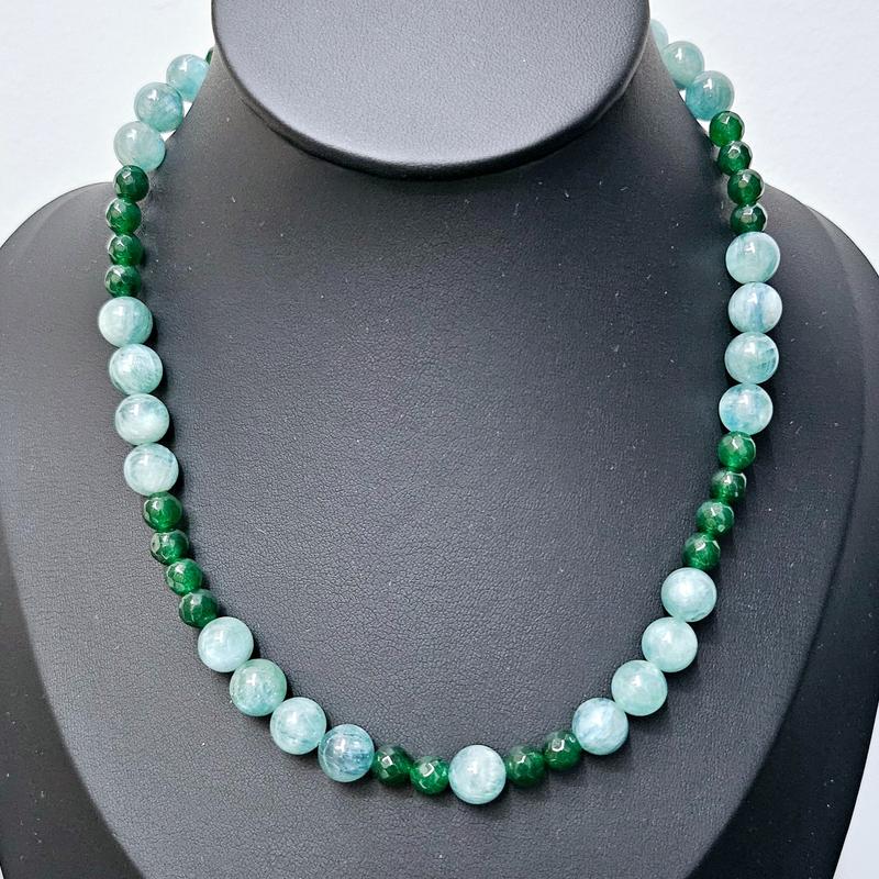 Necklet 88 - Green Kyanite & Green Agate Crystal Necklace For Men & Women, Fashion Accessory 2