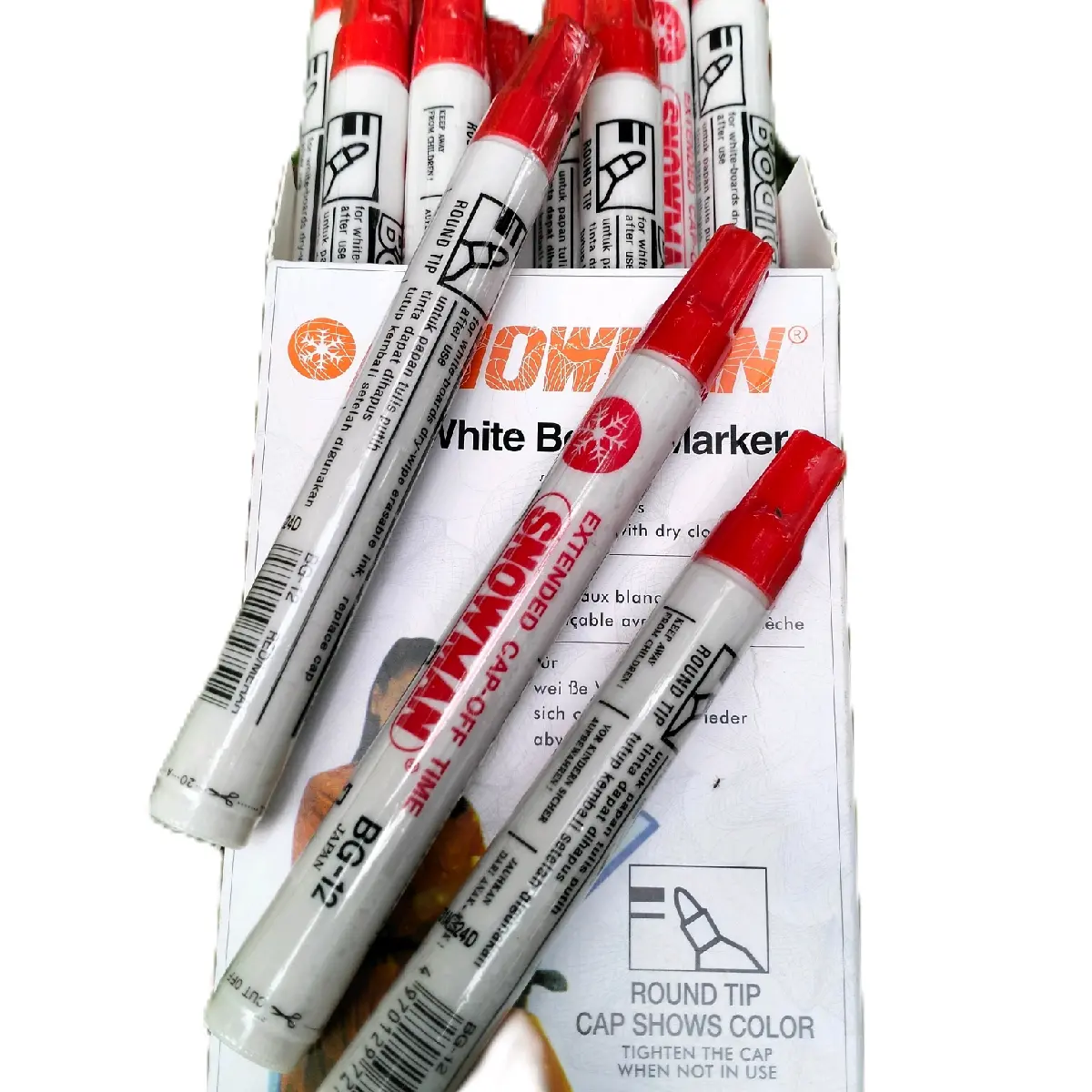 Spidol snowman whiteboard BG12 warna merah isi 12 pcs
