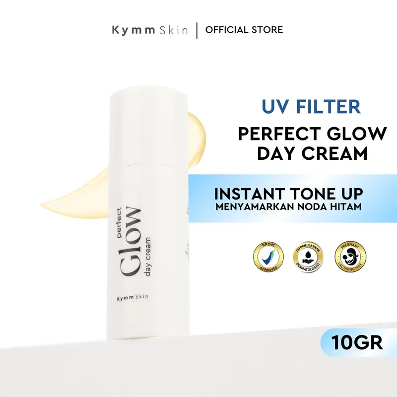 [EXCLUSIVE] KYMM SKIN Perfect Glow Day Cream 10gr with UV Protector & Anti Bluelight Kymm Skin | Krim Pagi Moisturizer Pelembab Perawatan Mencerahkan Pencerah Wajah Kusam Anti Aging Noda Hitam 1