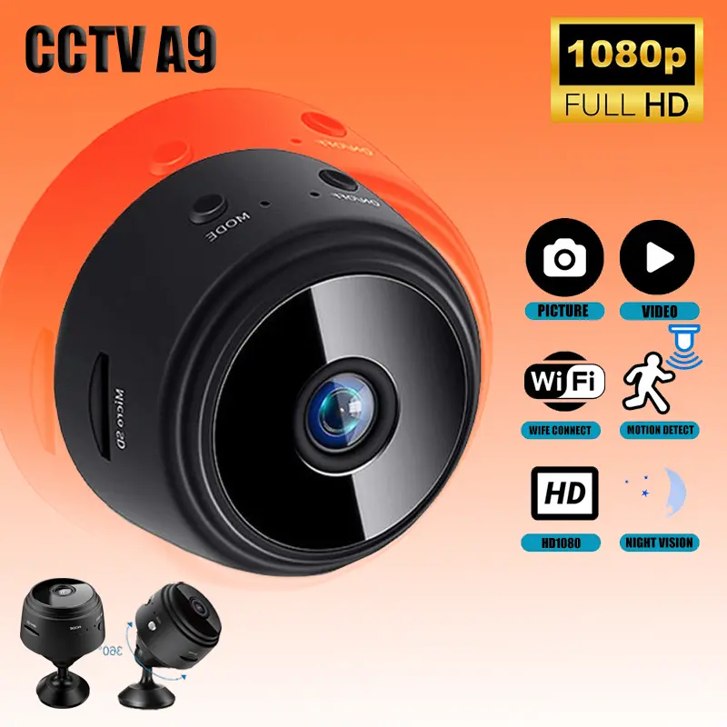 CCTV MINI TERSEMBUNYI TANPA KABEL CCTV WIFI JARAK JAUH LEWAT HP MINI BENTUK BAUT OUTDOOR A9 Camera Jam Kamera Led Smart