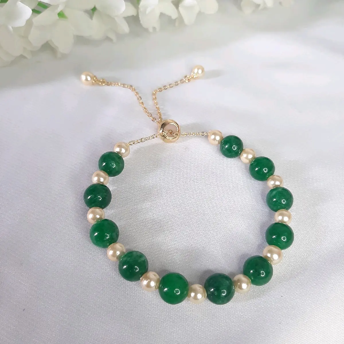 gelang cantik giok mix mutiara shell Elegan Perhiasan Bracelets