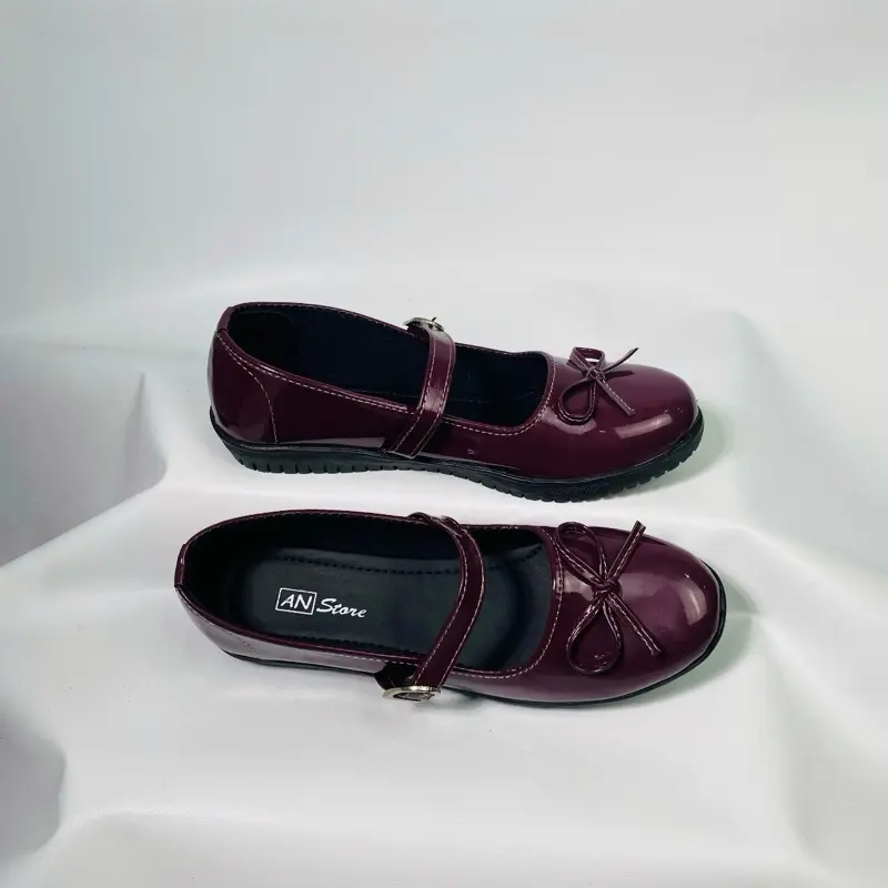 An Store Flat Shoes Sepatu Ballet Wanita Tali Gesper Pita Ribbon Hitam 2