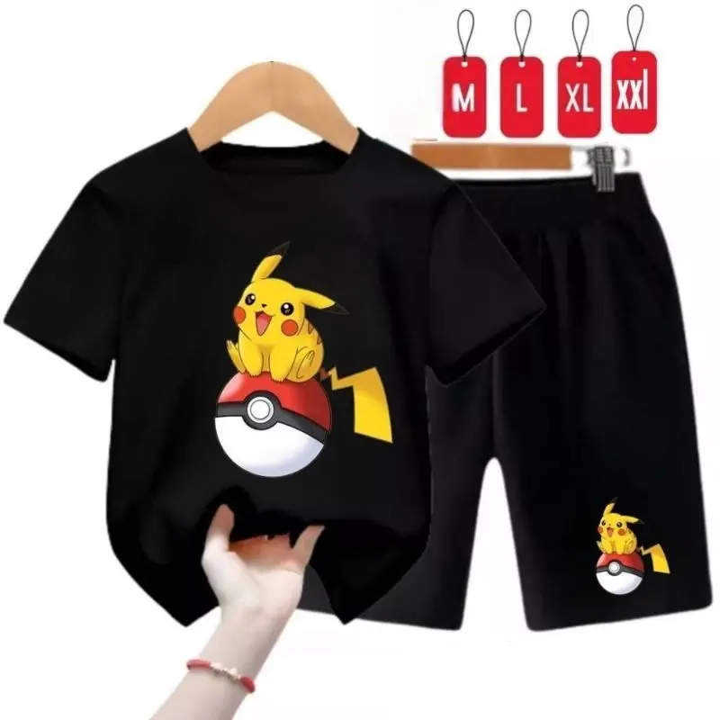 SETELAN ANAK-ANAK COWOK DAN CEWEK POKEMON PIKACHU /  BAJU ANAK-ANAK LAKI - LAKI DAN PEREMPUAN / KAOS ANAK SET ANAK PRIA DAN WANITA st17