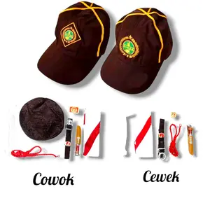 Atribut Perlengkapan Pramuka Laki-Laki dan Perempuan - Topi, Dasi, Pisau, Tali, Peluit, dan Tanda Topi Seragam Sd smp jepit kacu sabuk sekolah 3 lipat Sma