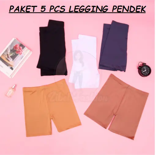 Paket 5pcs Legging Pendek /  Short Legging Dewasa / Legging Pendek Wanita / Legging Olahraga / Celana Pendek Dalaman 0