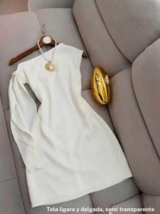 Vestido de punto para mujer de un solo hombro con lazo, vestido corto entallado para uso diario, diseño a la moda y elegante