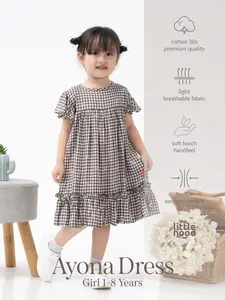 Dress Anak Perempuan Dress Rayon Motif Kotak Home Dress Anak Rayon Premium Fashion