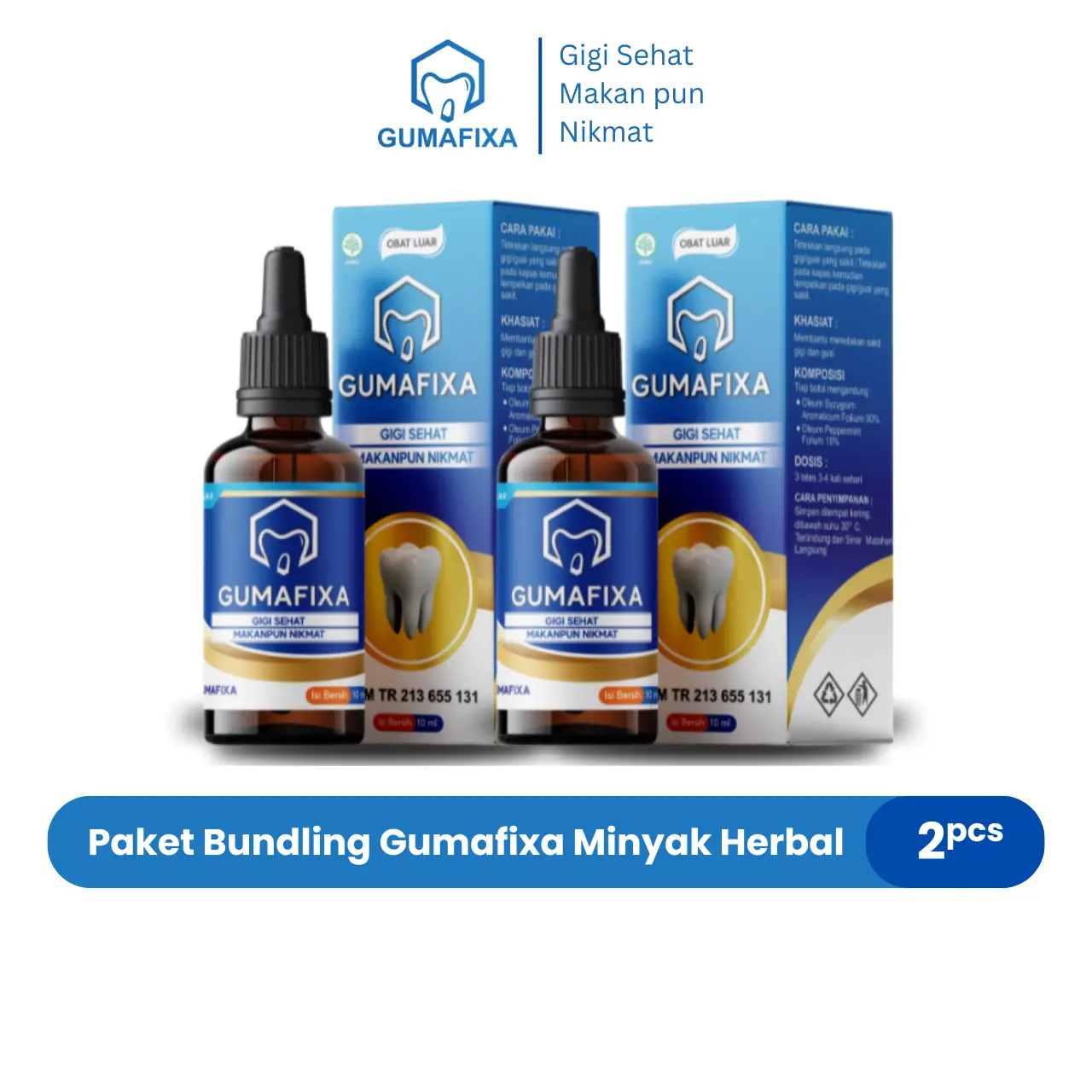 Paket Hemat 2 PCS  Gumafixa - Pereda Sakit Gigi - Radang Gusi & Bau Mulut Herbal Untuk Tetes & Kumur