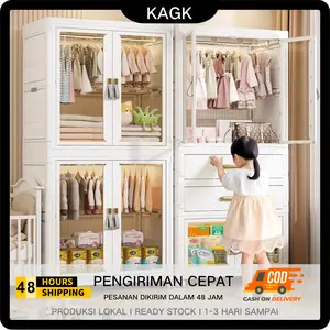 KAGK Lemari Bayi Modern Multifungsi dengan 3 Ukuran Pintu Kaca dan Roda untuk Penyimpanan Serbaguna Customizable dan Fungsional