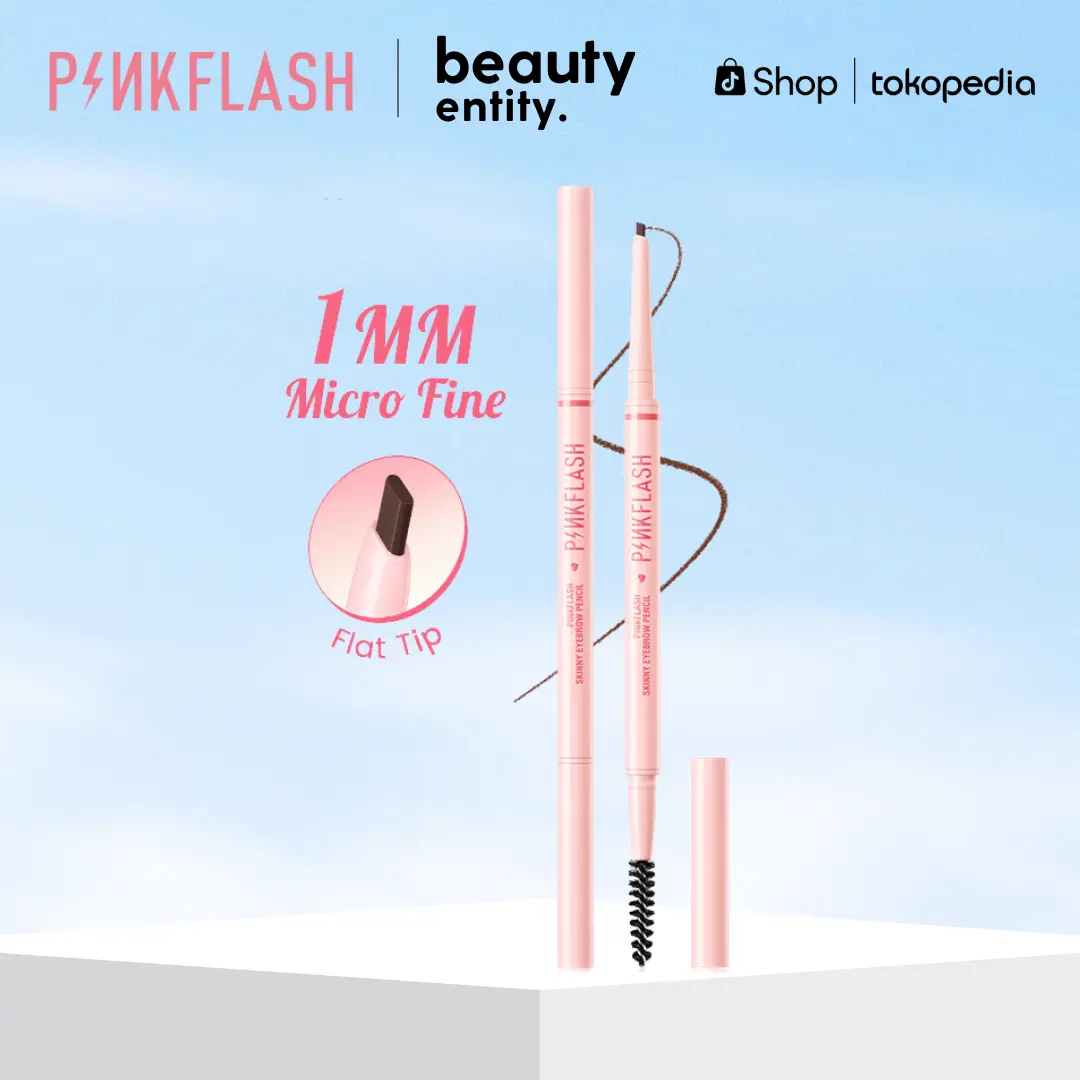 PINKFLASH 1mm Micro Fine Eyebrow Pencil Ujung Datar Smooth Tahan air Tahan lama Soft Spoolie Brush Alis Waterproof