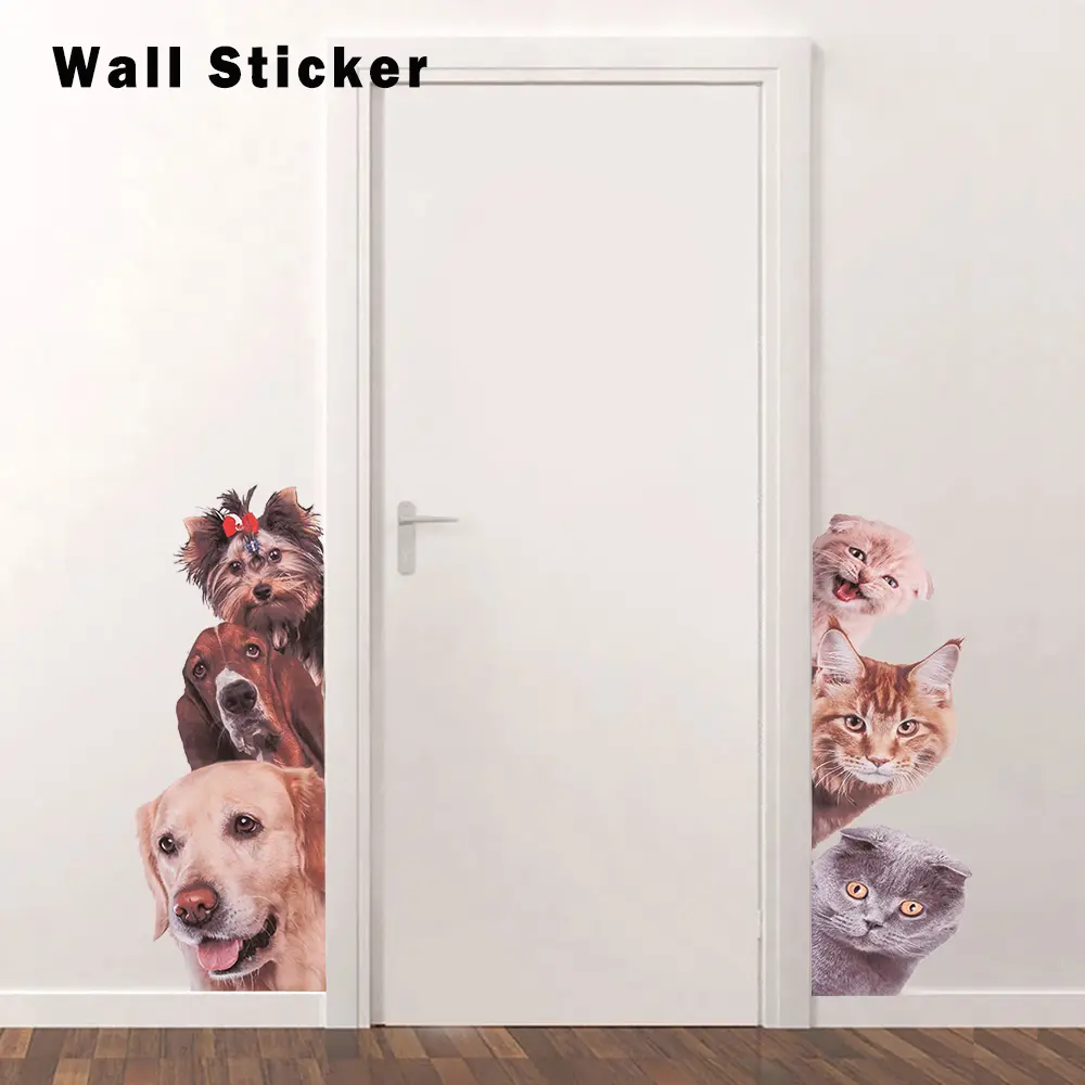 Đồ Trang Trí Cửa Bằng Vinyl, Hình Chú Chó, Đề Can 3D, Tranh Tường Động Vật Vui Nhộn, Miếng Dán Tường, Đồ Trang Trí Tủ Lạnh, 1 Miếng Dán Tường