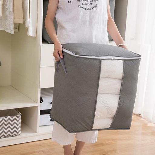 ABS Tempat Penyimpanan Bed Cover Bamboo Storage Box Organizer Bag Kotak Penyimpanan Baju Selimut Dan Sprey Jumbo Serbaguna 8