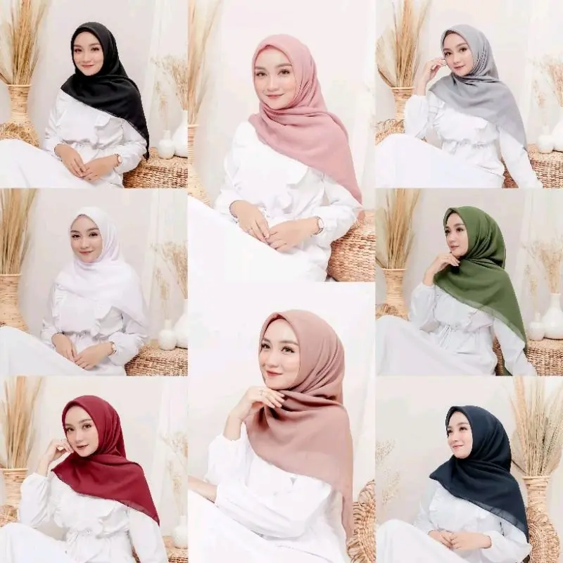 Hijab Pashmina Bella Square Jahitan Tepi Rapi Lembut Nyaman 3