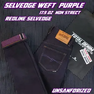 TOTAL DENIM selvedge purple weft 17.5oz unsanforized celana denim selvedge