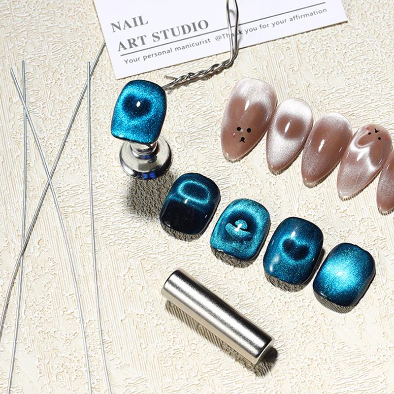Product Introduction of That pulls the color of the nail plexiglass 3pcs nail magnet set nail magnet paper clip cat's eye magnet stone wire magnet rod combination love wear nail salon for exclusive use cat  eye  heart  nails  paper  clip mini  magnets  nail  cutters 2