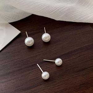 Anting-anting Stud Mutiara, Gaya Korea-Jepun, Ringan dan Segar, Comel dan Kecil, Mudah dan Elegan, Anting-anting Bar Perak Kecil, Harga: B29, Jarum Perak S925