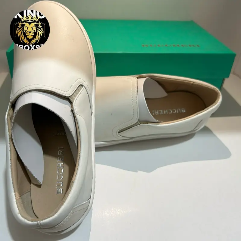 Sepatu Buccheri Slip On Pria - Wanita Tanpa Tali Putih Polos - Flat, Sneakers Shoes 2
