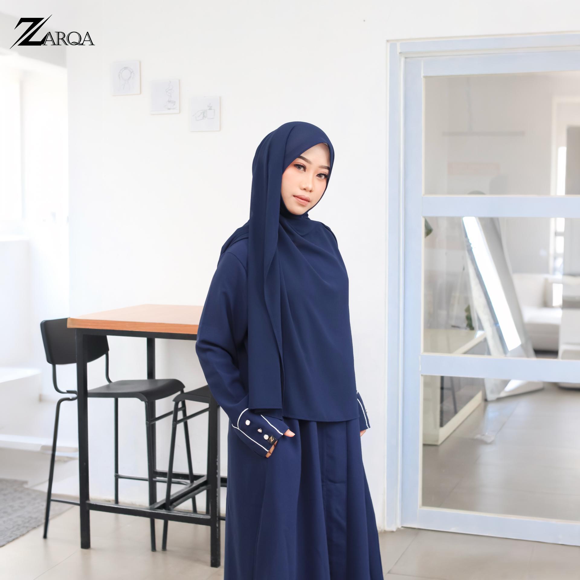 ZARQA - Lunara Gamis Syar'i Premium | Bahan Sabrina Anti-UV Elegan Detail Kancing Mewah Cocok untuk Pengajian Kuliah Kerja dan Acara Formal Tampil Anggun dan Elegan