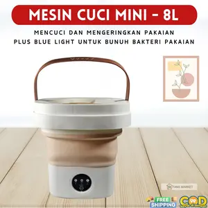Mesin Cuci Mini Lipat Portable 8L dengan Sinar Biru Anti Bakteri Kapasitas 8 Liter Mudah Dilipat Hemat Ruang Cocok untuk Apartemen