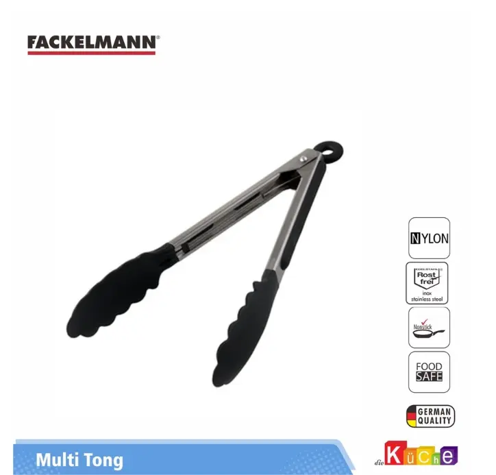 Fackelmann Multi Tong Pencapit Makanan Tahan Panas Stainless Steel & Nylon Food Grade Alat Dapur Praktis dan Serbaguna